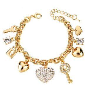 Golden Secrets Charm Bracelet – Heart & Key Edition